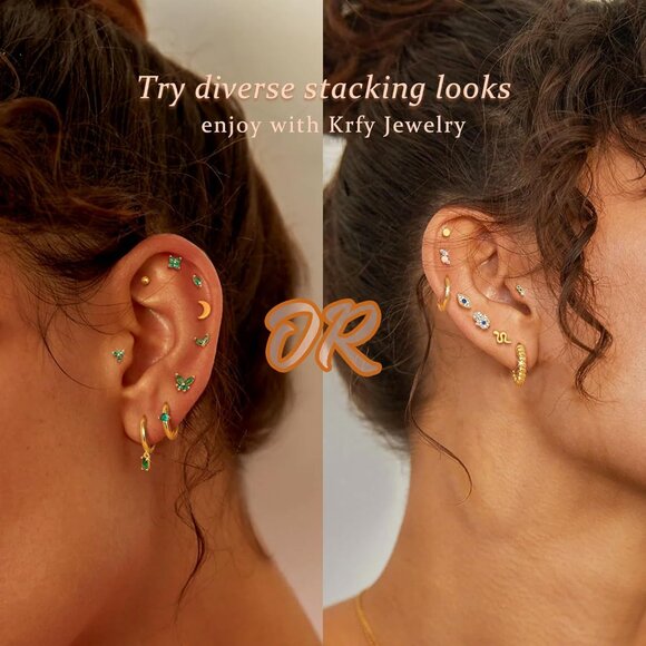 25PCS Hypoallergenic Gold-Plated Surgical Steel Stud and Hoop Earrings for Sensi - Picture 5 of 6